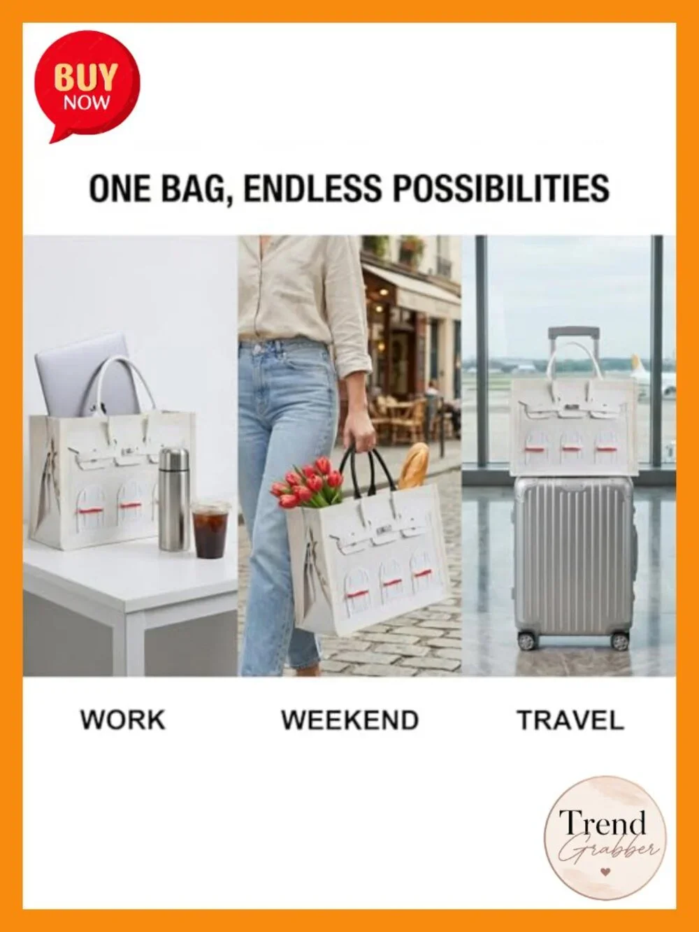 Canvas Tote Bag for Women, Sturdy 16oz Structured Tote for Work Travel Shopping